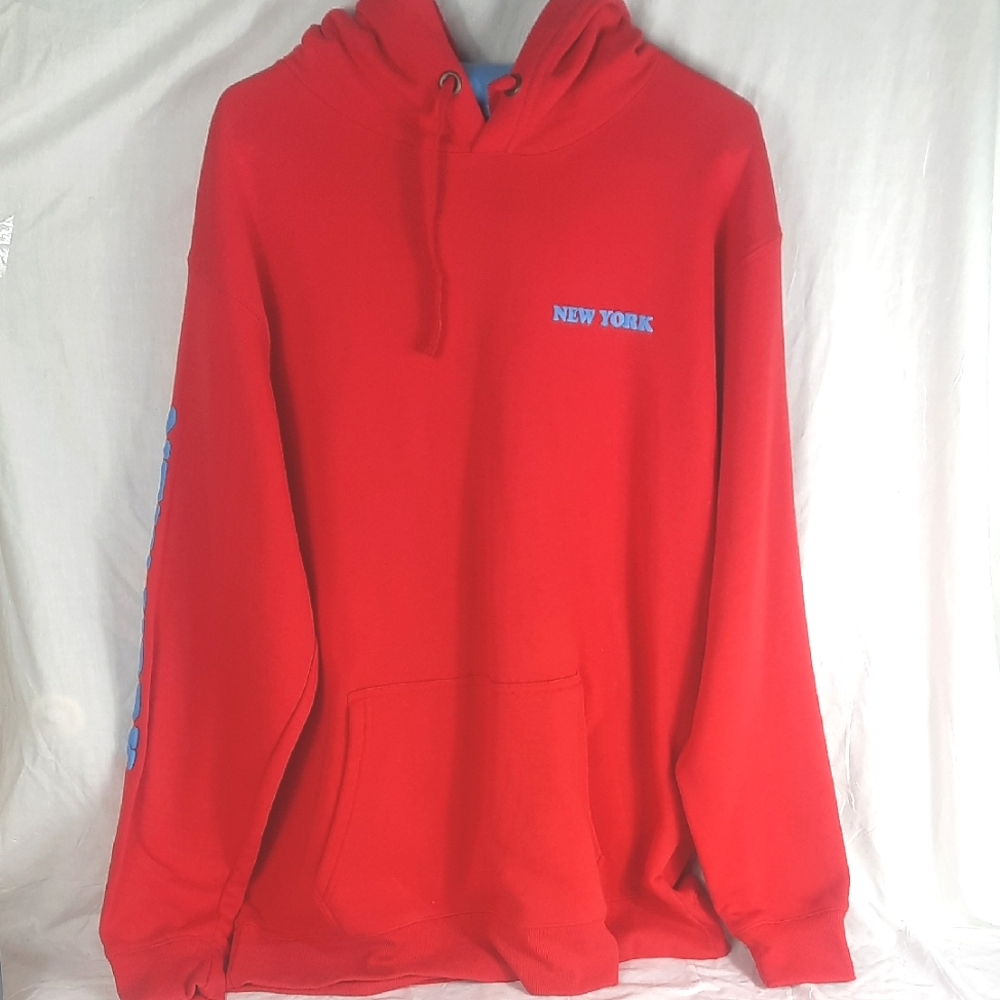 New York Adult Sweatshirt Hoodie XL Red Blue By Creative Apparel Concepts